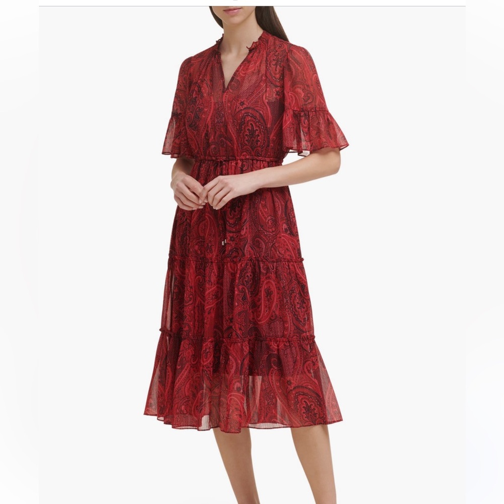 Tommy Hilfiger metallic thread paisley midi dress